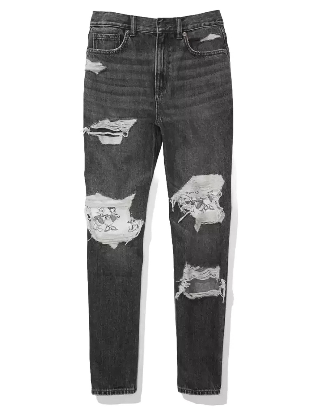 Disney X American Eagle AE 25W Black Denim Mom Jeans Mickey Mouse Sz 0 Short NWT